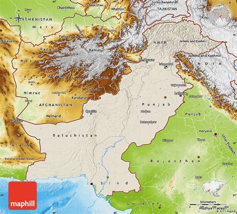 Shaded Relief Map Of Pakistan Physical Outside