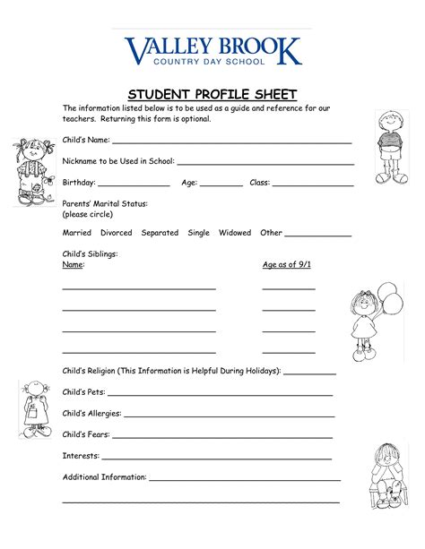 Free printable cute certificates and cute award templates for kids. Student Profile | Templates at allbusinesstemplates.com
