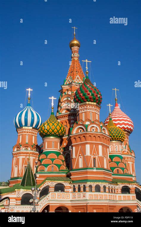 Striped Onion Domes Of St Basil S Cathedral On Red Square Moscow