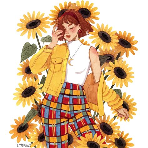 Julia Koprushova On Twitter Sunflower Drawing Girl Drawing