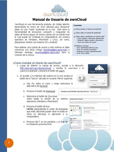 Manual De Usuario De Owncloud Pdf Pdf Contraseña Microsoft Windows