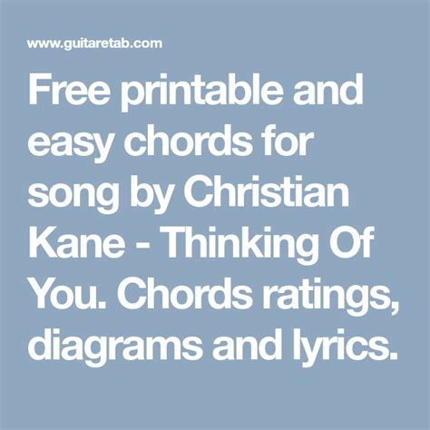 Free Printable And Easy Chords For Song By Christian Kane Thinking Of