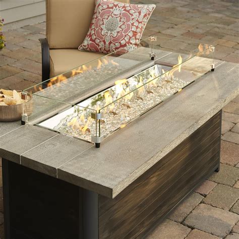The Outdoor Greatroom Company Cedar Ridge 61 Inch Linear Propane Gas Fire Pit Table With 42 Inch