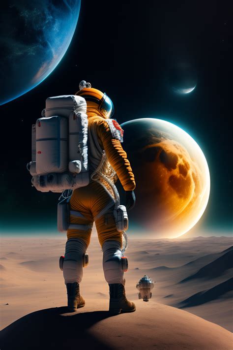 Lexica 3d Render Of A Steampunk Astronaut Man And Woman On Moon