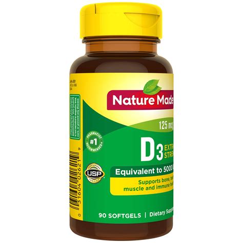 Vitamin d is required to promote calcium absorption, which helps to maintain healthy bones and teeth.* vitamin d also supports a healthy immune system.* amount per serving. Nature Made Vitamin D3 5000 IU Ultra Strength Softgels ...