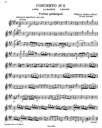 Violin Concerto No 5 In A Major K 219 Sheet Music By Wolfgang