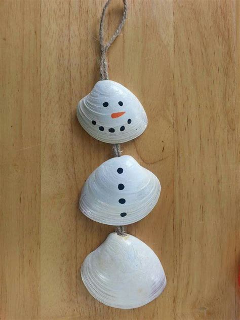 Clam Shell Snowman Seashell Christmas Ornaments Homemade Christmas