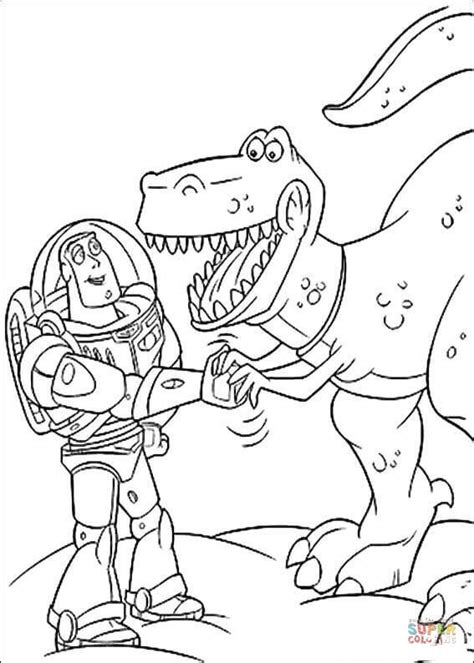 Dibujo de Buzz Lightyear con Rex para colorear | Dibujos para colorear