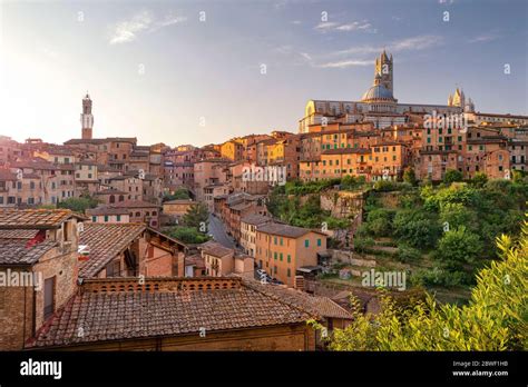 Siena Aerial Cityscape Image Of Medieval City Of Siena Italy During