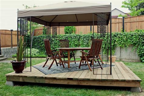 Wooden Floating Deck With Metal Gazebo Stylish Outdoor Floating Deck