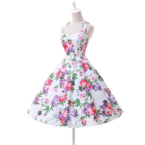 Women Summer Dress Audrey Hepburn Floral Retro Vintage 50s Polka Casual