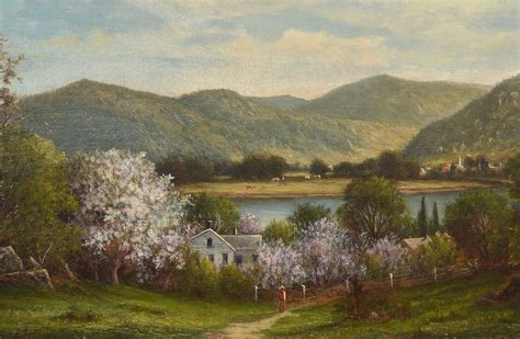 Charles Wilson Knapp Cherry Blossoms In The Hudson River Valley At