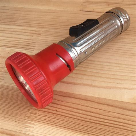 Old Electric Flashlight Made Of Metal And Red Plastic Vintage Etsy