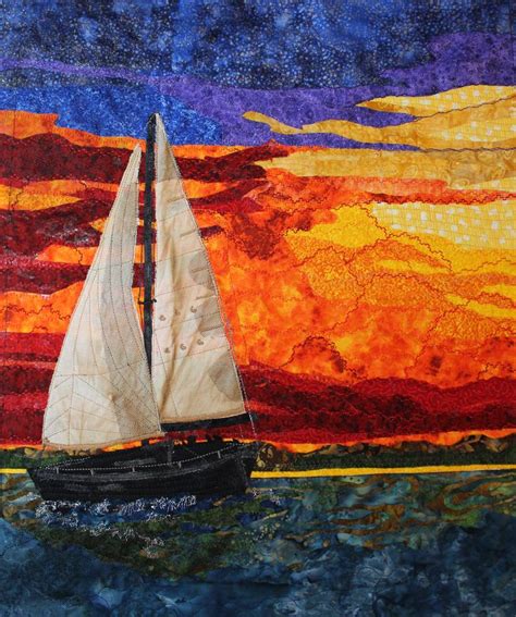 Sailboat At Sunset A Fabric Art Piece By Caraut On Deviantart