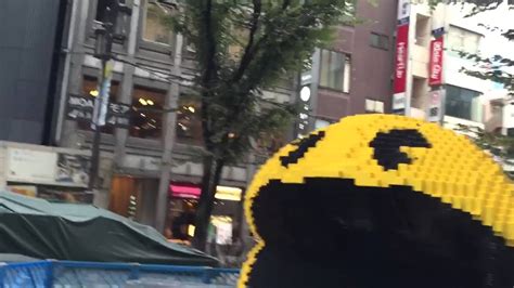 Pixels The Movie Promotion In Shinjuku Tokyo And A Giant Pac Man Made