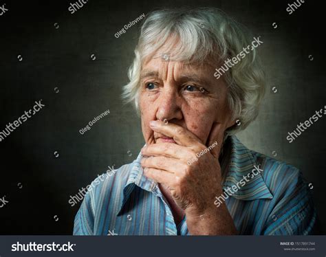 Unhappy Sad Elderly Woman Closeup Portrait Stock Photo 1517891744