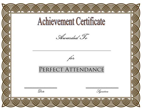 8 Perfect Attendance Certificate Template Editable Ideas