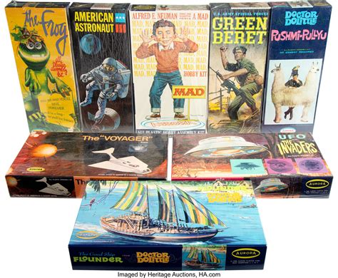 Vintage Set Of 8 Aurora Model Kits From Spaceships To Doctor Lot