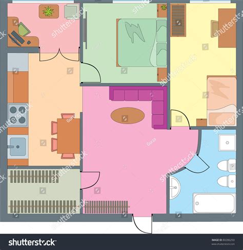 Apartment Drawing Vector Stock Vector Royalty Free 80286250