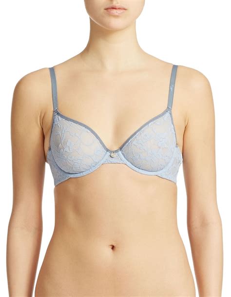 Dkny Signature Lace Unlined Bra In Blue Oxford Blue Lyst