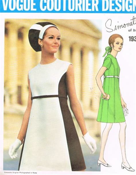 P1930jy12 1960s Mod Simonetta Color Block A Line Dress Patte Vogue