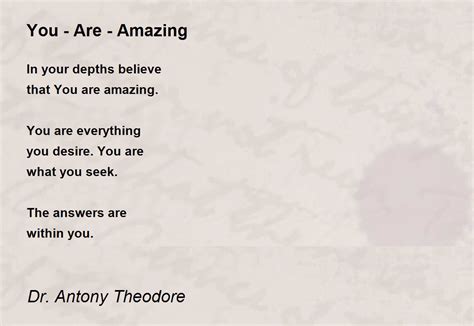 You Are Amazing You Are Amazing Poem By Dr Antony Theodore