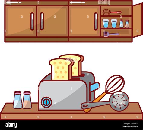 Kitchen Cute Cartoons Utensils Stock Vector Image And Art Alamy