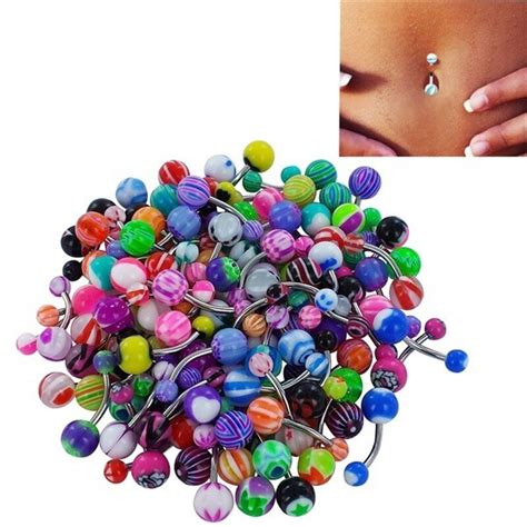 5 Pcsset Colorful Sexy Belly Bars Body Piercing Button Ring Navel Barbell Jewelry Lip Piercing