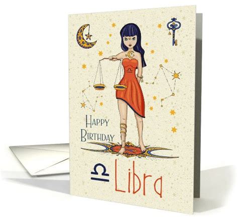 Happy Birthday Libra Zodiac With Libra Star Constellation And Sign Card