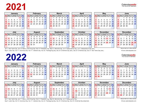 2021 2022 Calendar Printable Calendars 2021
