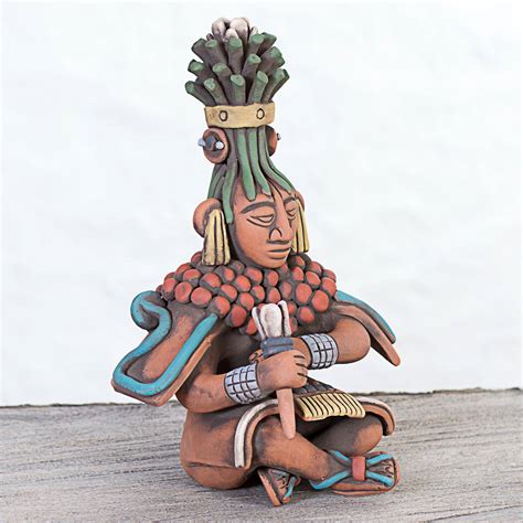 Hand Painted Ceramic Mayan Sculpture From Mexico Mayan Astronomer