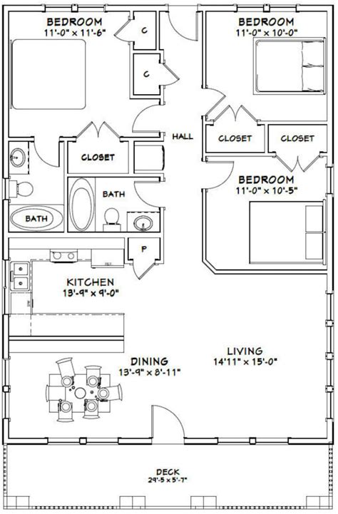 30x40 House 3 Bedroom 2 Bath 1200 Sq Ft Pdf Floor Etsy Canada