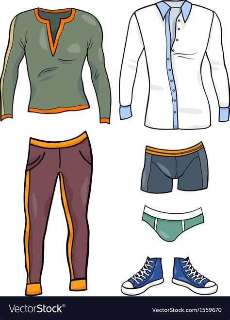 Another way to get free clothes is to check craigslist or other similar sites (such as letgo) and look in their free section. Men clothes objects cartoon set Royalty Free Vector Image