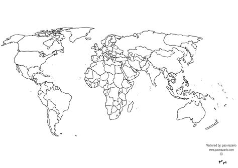 Free Printable Black And White World Map
