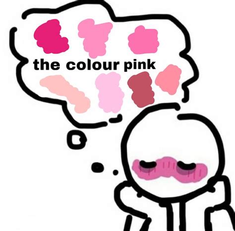 a drawing of a man with pink hair and mustaches in front of the words the color pink