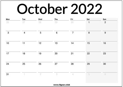October 2022 Uk Calendar Printable Printable Calendars