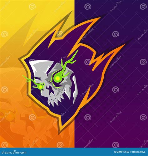 Skull Head Gaming Logo Concept For Esports Team Stock Vector