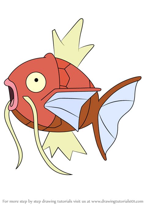 How To Draw Magikarp From Pokemon Pokemon Step By Step