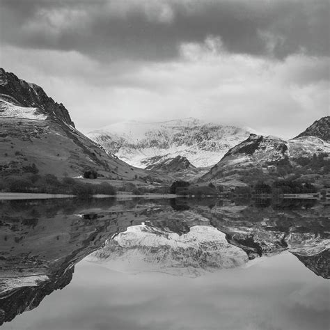 Beautiful Black And White Winter Landscape Image Of Llyn