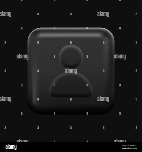 Person Profile Icon Dark 3d Square Button Vector Illustration Stock