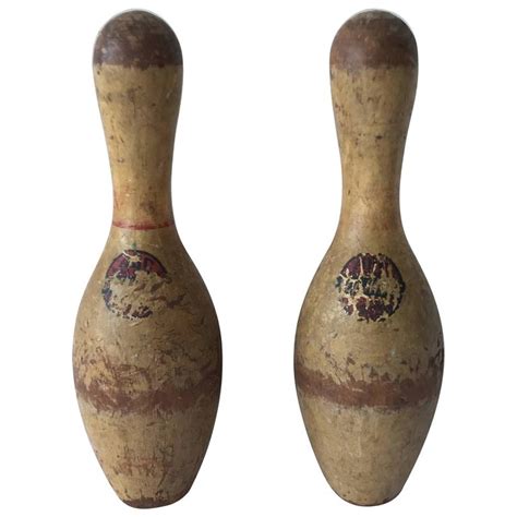Antique Wooden Bowling Pins Pair At 1stdibs