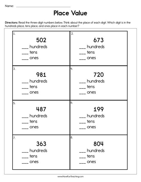 Identify Place Value Worksheet Have Fun Teaching