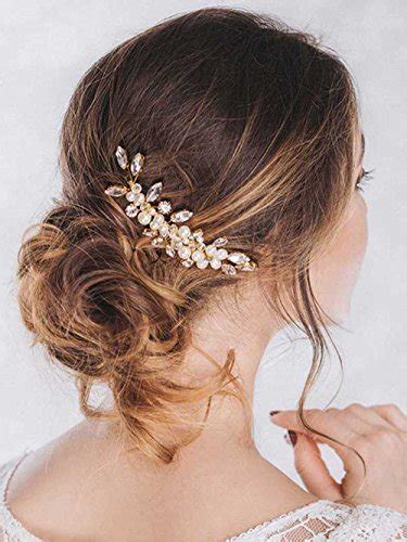 Venusvi Vintage Wedding Hair Combs With Bead And Rhinestones For Women