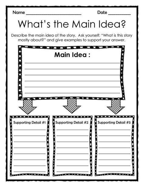 Main Idea And Key Details Graphic Organizer Alers Gary