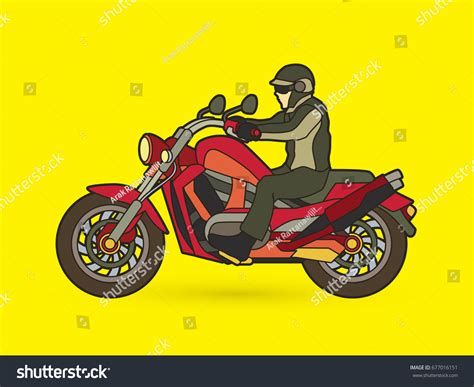 Man Riding Motorbike Graphic Vector Stock Vector Royalty Free