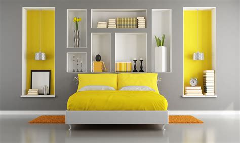 Gray And Yellow Bedroom Premium Photo Gray And Yellow Modern Bedroom