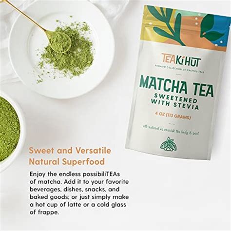 Teaki Hut Matcha Green Tea Powder Sweetened With Stevia 4oz