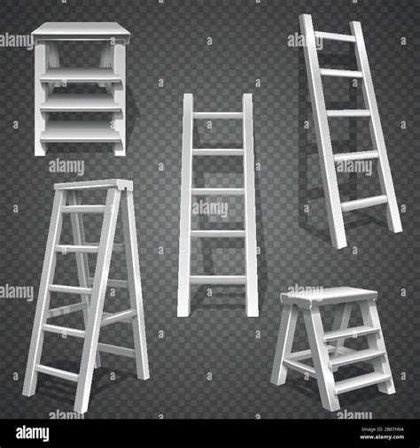 Steel Vector Staircases Metal Ladder Aluminum Stairs Vector Set Of
