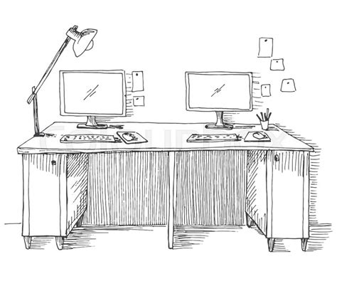Computer Desk Sketch At Explore Collection Of