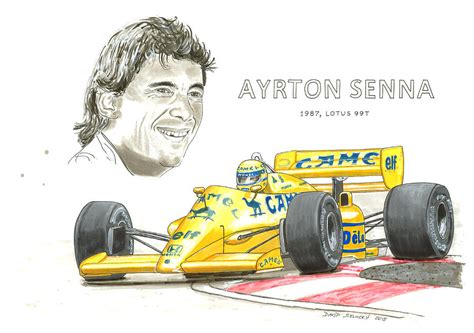 Ayrton Senna On Lotus Drawing By David Selucky Fine Art America